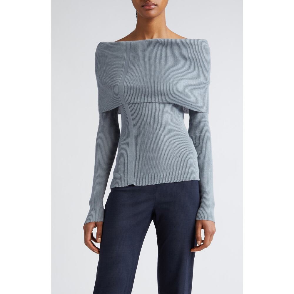 Paloma Wool Palmer Rib Off The Shoulder Sweater - M Grey - Picture 2 of 5